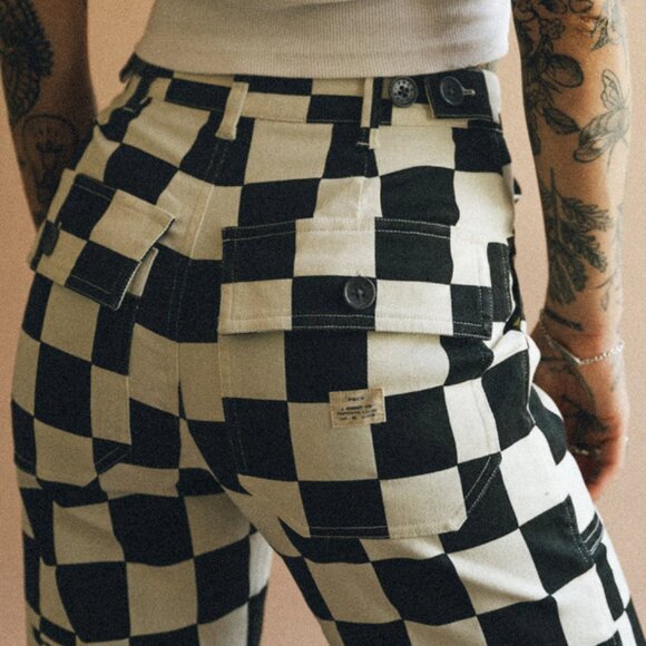 NWT P&CO Black Checkerboard 304 Service Fatigue Pants - Picture 3 of 3